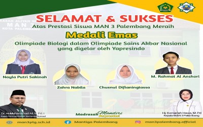Empat Siswa MAN 3 Palembang Raih Emas Olimpiade Biologi Akbar Nasional